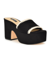 Nine West Yickie 2 Womens Embroidered Faux Suede Block Heel In Black