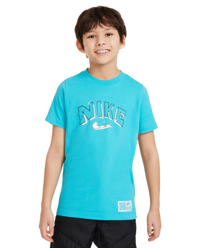 Nike Kids' Big Boys Sportswear Crewneck Cotton Stars Graphic T-shirt In Dusty Cactus