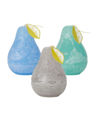Vance Kitira 4.5" Pear Candles Kit, Set Of 3 In Crystal Blue,dove Gray,sea Foam Blue