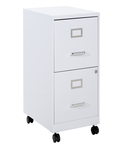 Osp Home Furnishings Office Star 26.75" 2 Drawer Mobile Locking Metal File Cabinet In White