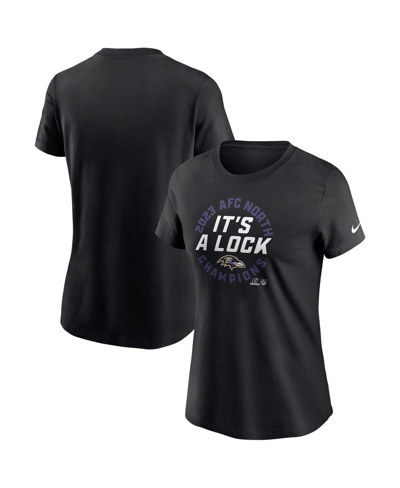 Nike Baltimore Ravens 2023 Afc North Champions Trophy Collection  Women's Nfl T-shirt In Black