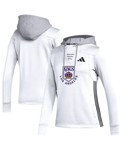 Adidas Originals Women's Adidas White Los Angeles Kings Refresh Skate Lace Aeroready Pullover Hoodie