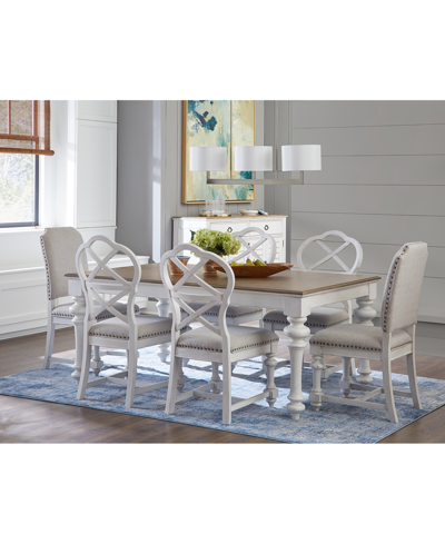 Macy's Mandeville 7 Pc. Dining Set (rectangular Table, 4 X-back Chairs & 2 Upholstered Chairs) In White