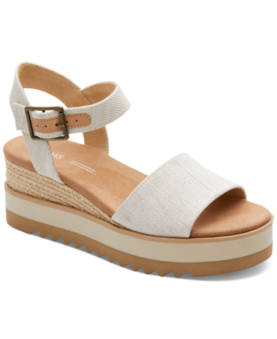 Toms Diana Ankle Strap Espadrille Platform Wedge Sandal In Natural Yarn Dye