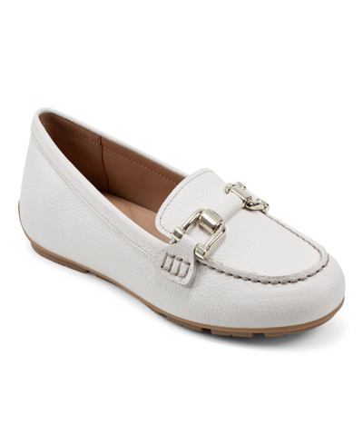 Easy Spirit Women's Megan Slip-on Round Toe Casual Loafers In White Leather