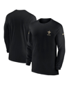 Nike Men's  Black New Orleans Saints Sideline Coach Performance Long Sleeve T-shirt In Black