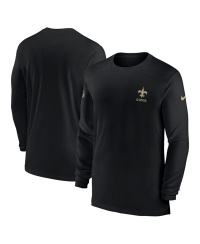 Nike Men's  Black New Orleans Saints Sideline Coach Performance Long Sleeve T-shirt