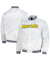 MITCHELL & NESS MEN'S MITCHELL & NESS WHITE DENVER NUGGETS HARDWOOD CLASSICS THROWBACK WORDMARK RAGLAN FULL-SNAP JAC