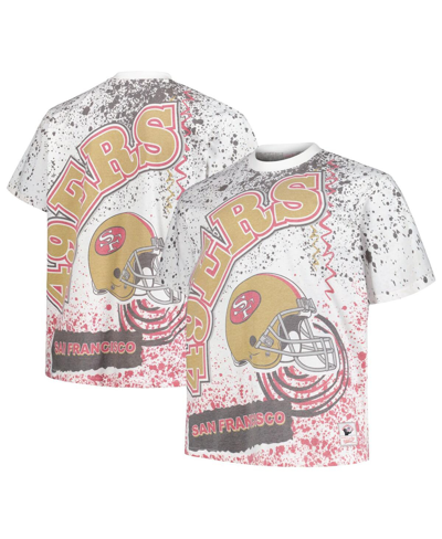 MITCHELL & NESS MEN'S MITCHELL & NESS WHITE SAN FRANCISCO 49ERS BIG AND TALL ALLOVER PRINT T-SHIRT