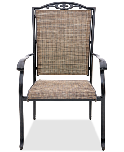 Agio Wythburn Mix And Match Filigree Sling Outdoor Dining Chair In Pewter Finish
