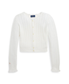 Polo Ralph Lauren Big Girls Cable-knit Cotton Cardigan In Deckwash White