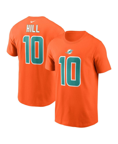 Nike Men's  Tyreek Hill Orange Miami Dolphins Player Name And Number T-shirt