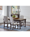 MACY'S MANDEVILLE 5PC DINING SET (RECTANGULAR TABLE + 4 UPHOLSTERED CHAIRS)