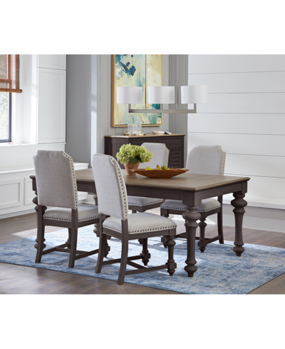Macy's Mandeville 5pc Dining Set (rectangular Table + 4 Upholstered Chairs) In Brown