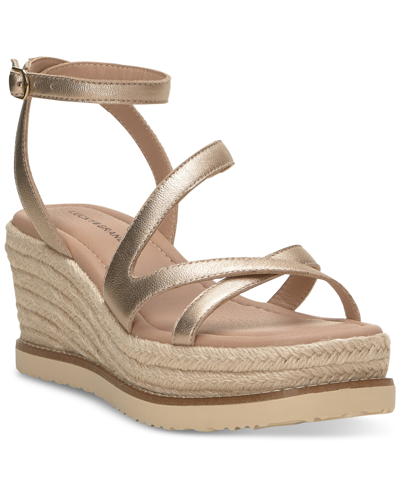 Lucky Brand Women's Carolie Strappy Espadrille Wedge Sandals In Stardust Leather