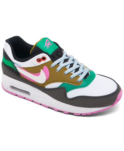 Nike Kids' Big Girls Air Max 1 Se Casual Sneakers From Finish Line In Black,white,pink,green