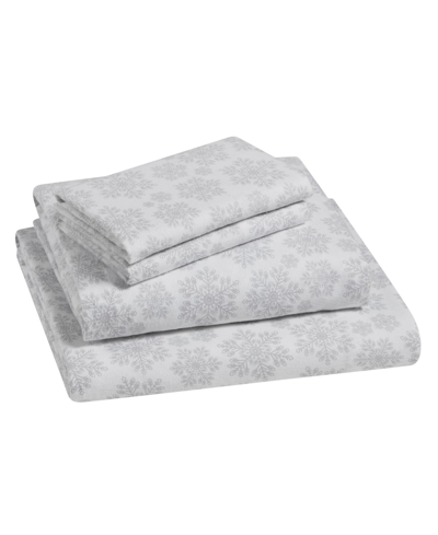 Tahari Home Snowflake 100% Cotton Flannel 4-pc. Sheet Set, King In Silver