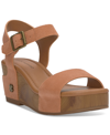 Lucky Brand Adario Ankle Strap Platform Wedge Sandal In Sunburn Suede