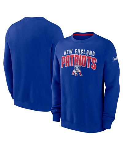Nike Men's  Royal Distressed New England Patriots Rewind Club Pullover Sweatshirt