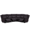 Macy's Addyson 117" 7-pc. Leather Sectional With 3 Zero Gravity Recliners With Power Headrests & 2 Consoles In Chocolate