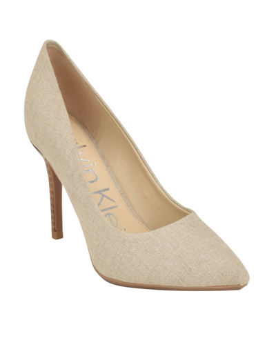 Calvin Klein Women's Gayle Pointy Toe Classic Pumps In Light Natural- Textile