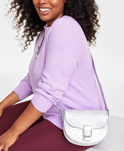 On 34th Holmme Saddle Crossbody, Created For Macy's In Silver