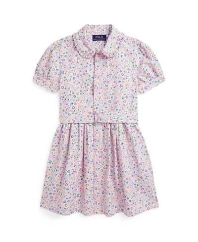 Polo Ralph Lauren Kids' Toddler And Little Girls Belted Floral Cotton Oxford Dress In Palais Floral Light Pink