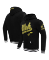 Pro Standard Black Utah Jazz Script Tail Pullover Hoodie In Black