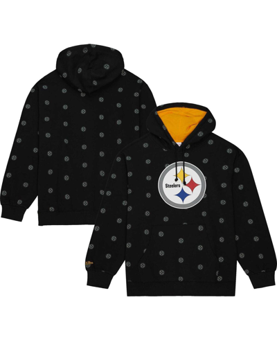 Mitchell & Ness Men's  Black Pittsburgh Steelers Allover Print Fleece Pullover Hoodie