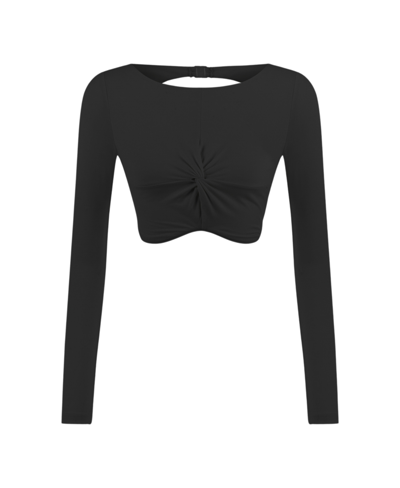 Nocturne Women's Crop Top With Knot In Black