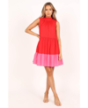 Petal And Pup Bradshaw Colorblock Tiered Cotton Shift Dress In Red,pink