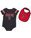 COLOSSEUM NEWBORN AND INFANT GIRLS AND BOYS COLOSSEUM BLACK TEXAS TECH RED RAIDERS CHOCOLATE BODYSUIT AND BIB 