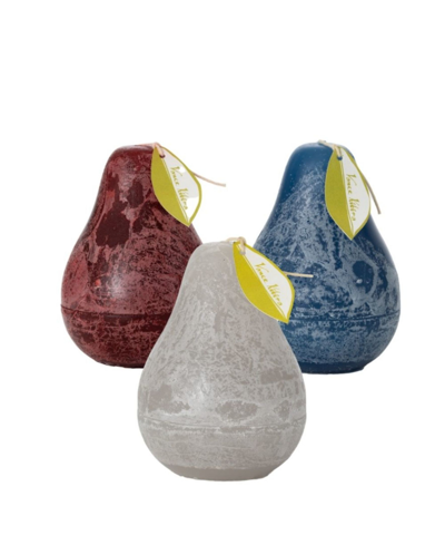 Vance Kitira 4.5" Pear Candles Kit, Set Of 3 In Wine,dove Gray,english Blue