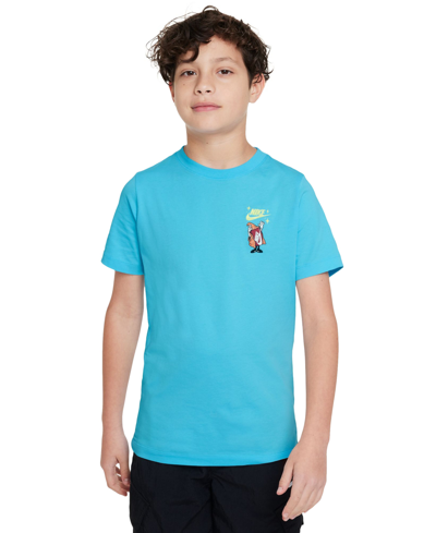 Nike Big Kids Sportswear Printed T-shirt In Aquarius Blue