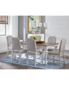 MACY'S MANDEVILLE 7PC DINING SET (RECTANGULAR TABLE + 6 UPHOLSTERED CHAIRS)