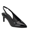 Calvin Klein Dainty Kitten Heel Pointed Toe Slingback Pump In Black Patent