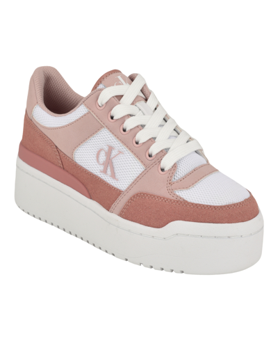 Calvin Klein Women's Alondra Casual Platform Lace-up Sneakers In Light Pink- Manmade,textile