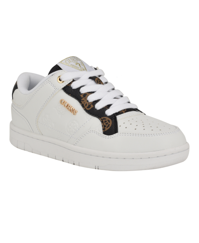 Guess Women's Rubinn Lace-up Logo Detail Sneakers In White Logo - Manmade