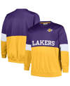 FANATICS MEN'S FANATICS PURPLE, GOLD LOS ANGELES LAKERS BIG AND TALL SPLIT PULLOVER SWEATSHIRT