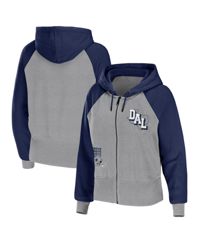 Wear By Erin Andrews Women's  Silver Dallas Cowboys Colorblock Lightweight Full-zip Hoodie