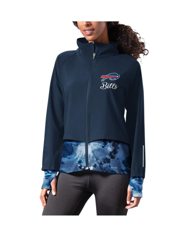 Msx By Michael Strahan Women's  Navy Buffalo Bills Grace Raglan Full-zip Running Jacket