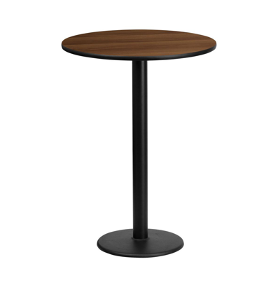 Emma+oliver 24" Round Laminate Table Top With 18" Round Bar Height Table Base In Walnut