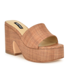 Nine West Boone2 Womens Slip On Platform Platform Sandals In Dark Brown Woven - Manmade