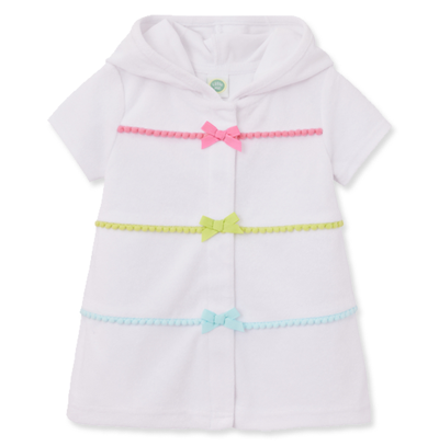 Little Me Baby Girls Multi-colored Bow Terry Swim Cover Up In White