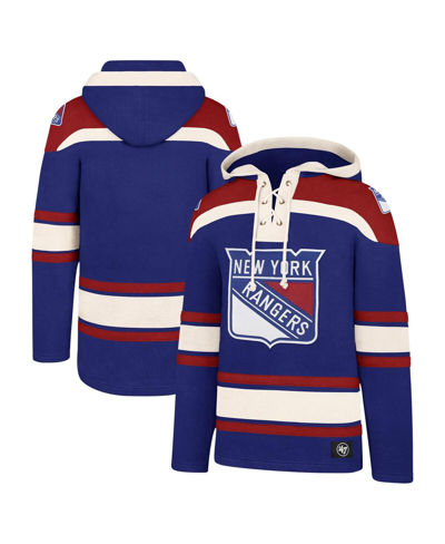 47 Brand Men's Blue, Red New York Rangers Superior Lacer Pullover Hoodie In Blue,red