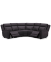 Macy's Addyson 117" 5-pc. Leather Sectional With 2 Zero Gravity Recliners With Power Headrests, Created For In Chocolate