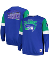 MITCHELL & NESS MEN'S MITCHELL & NESS ROYAL SEATTLE SEAHAWKS BIG AND TALL FLEECE PULLOVER SWEATSHIRT