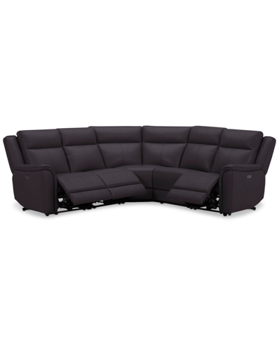 MACY'S ADDYSON 117" 5-PC. LEATHER SECTIONAL WITH 3 ZERO GRAVITY RECLINERS WITH POWER HEADRESTS, CREATED FOR