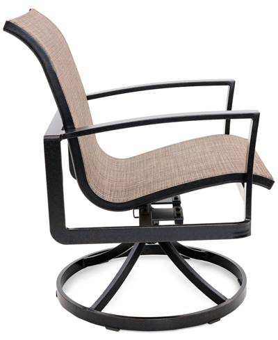 Agio Wythburn Mix And Match Sleek Sling Outdoor Swivel Chair In Pewter Finish