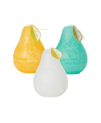 Vance Kitira 4.5" Pear Candles Kit, Set Of 3 In Pale Yellow,turquoise,white
